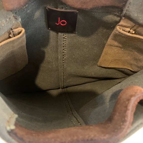 Anthropologie JO Bag Industrial Canvas Distressed Leather Chain Satchel WAY COOL - Picture 12 of 14